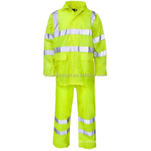 Two Piece 100% Waterproof Raincoat Reflective Safety Rain Suit